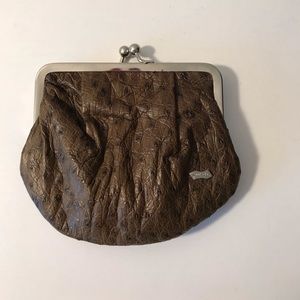 Judith Leiber ostrich skin coin purse